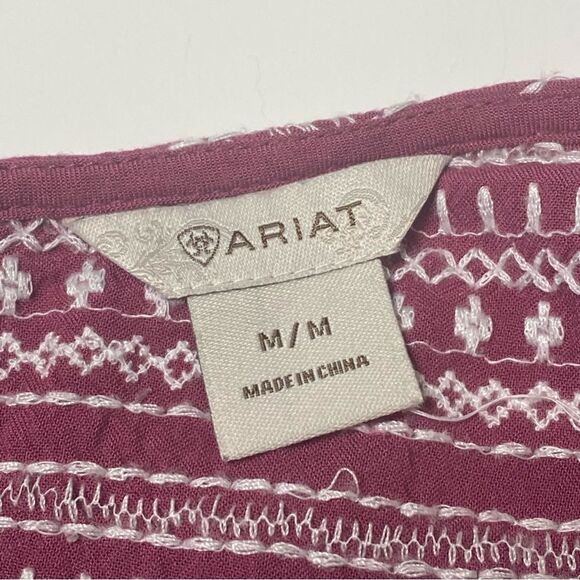 Ariat Too Busy Tunic Top In Rose 100% Rayon Embroidered Women's Size Medium - Picture 15 of 15